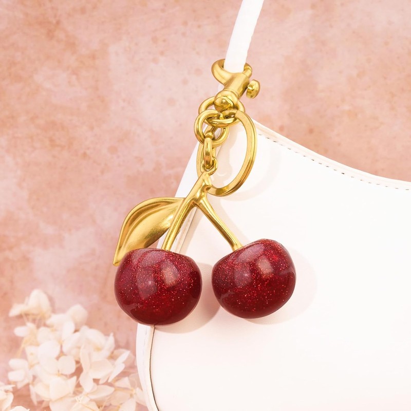 Cherry Keychain Bag Purse Charms For Handbags Cherry Accessories Mothers