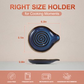 RENEWREVITAL Renewrevital Spoon Rest, Porcelain Spoon Holder for Stove Top, 5 Inch Heat-Resistant Cooking Spoon Rest for Kitchen Counter Decor and Accessories, Glazed Blue