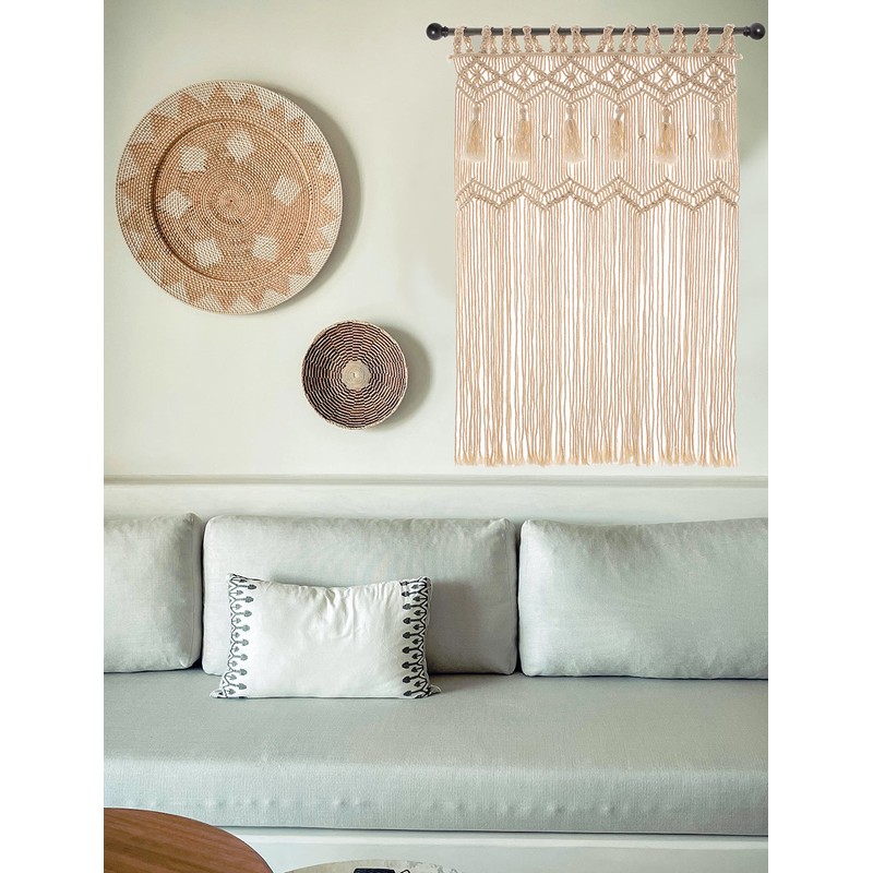 Hysunland French Door Window Curtains Handmade Macrame Side Window Curtain