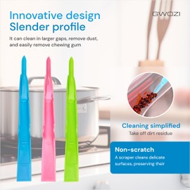 Plastic Scraper for Cleaning Small and Narrow Spaces - Multipurpose Scraper Tool Kitchen - Food, Gum, Dirt & Sticker Remover Tool 3 Pcs - Non Scratch Scraper for Cleaning Grill, Glass, Stove