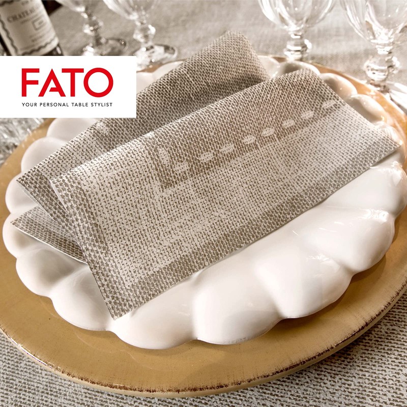 FATO - Trockene Papierservietten, Airlaid, Textileffekt, Packung mit 50 Servietten,