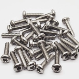 M6-1.0x25mm Stainless Steel Torx Bolts Round Head Six Star Six Lobe Screws Full Thread 30pcs