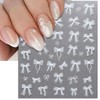 IDDFEVE Bow Nail Art Stickers - White Pink Bow Self-Adhesive