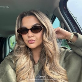 GFUIARA Retro Oval Sunglasses for Women Men UV400 Protection 90s Sunnies Vintage Small Frame Lightweight Sun Glasses