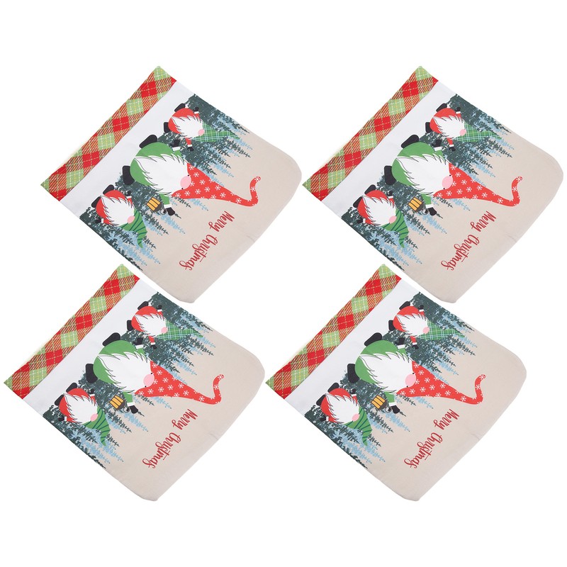 4pcs Chair Covers Soft Elastic Stretch Santa Claus Pattern Dining