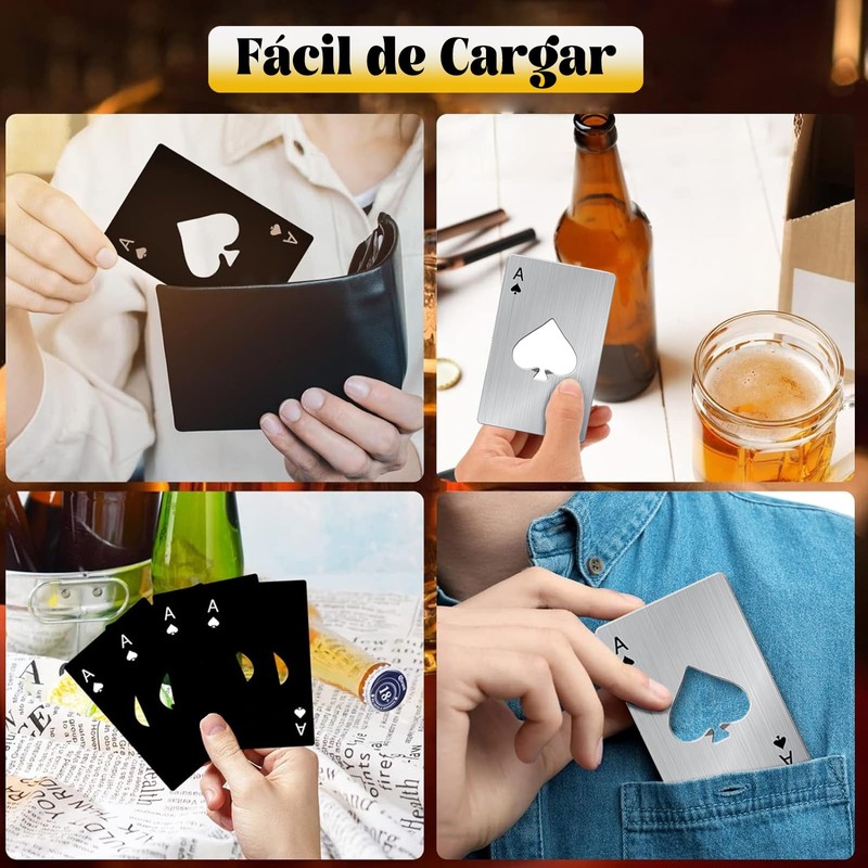 20Piezas Abrebotellas Tipo Póquer, Abridor de Cerveza de Acero Inoxidable,