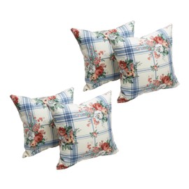 Blazing Needles Outdoor Floral Polyester Throw Pillow, 17", Rose Garden Picnic 4 Count