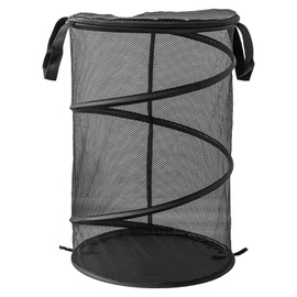 WALWAL Collapsible Laundry Basket, Foldable Mesh Pop Up Clothing Storage Hamper with organizer bag for Laundry Room, Bathroom, Dorm, Travel, Kids Room, Storage Organizer(Black)