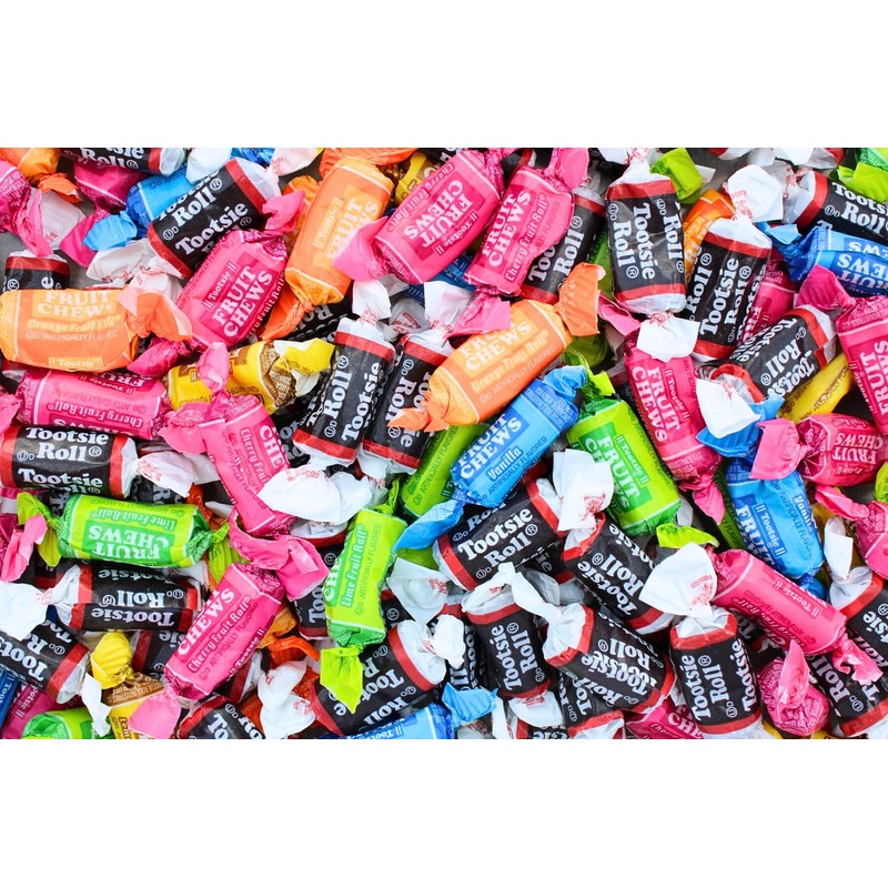 Assorted Flavored Mini Tootsie Rolls Bulk Chews, Individually Wrapped Tootsie