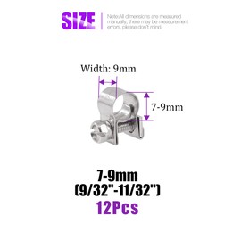 Swpeet 12Pcs 7MM-9MM 304 Stainless Steel Mini Fuel Injection Line Style Hose Clamp Assortment Kit Perfect for Automotive, Agriculture, Plant & Construction