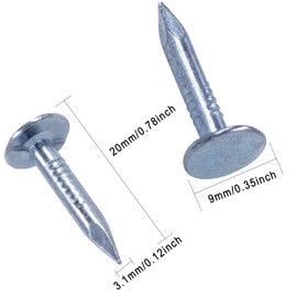 OMOTOOL Steel Roofing Felt Nails (300pcs) 3 x 20mm Roofing Felt Pins Countersunk Head Felt Nails Suit for Shed Roof Roofing Felt Slate Boards,Broad Head Pins