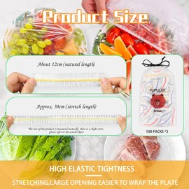 KUBDPQOR Popular Food Storage Bags with Elastic Band, Can Lids & Food Covers - Pack of 100, 38 cm Stretch Length