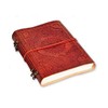 Tagebuch Blüte Notizbuch 13 x 17 cm, Ledereinband rotbraun mit