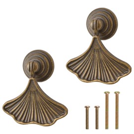 MOROBOR Ginkgo Leaf Shape Knob Handles, 2 PCS Drop Pendant Pull Handle,Hardware Drawer Single Hole Handle for Wardrobe Cupboard Closets Cupboard(Yellow Bronze)