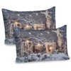 Ambesonne Christmas Pillow Sham Set of 2, Candle Winter Holiday