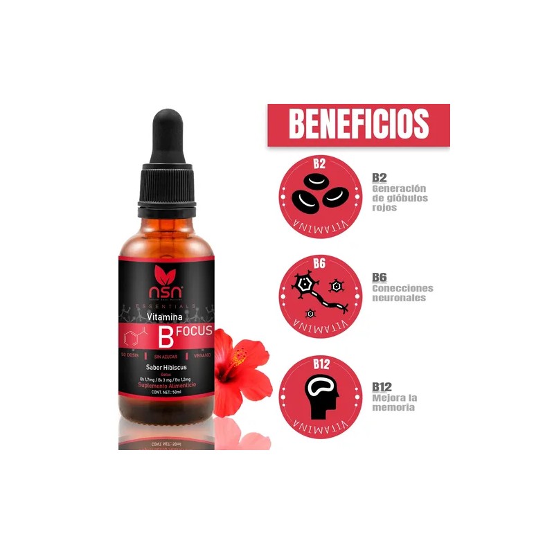 Vitaminas B NSN en Gotas Sabor Hibisco Complejo B6 B2