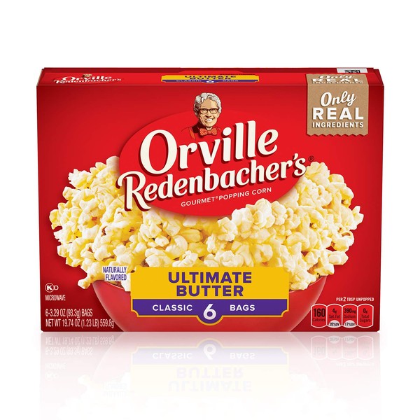Orville Redenbacher's Ultimate Butter Popcorn, (3.29 oz Classic Bag, 6