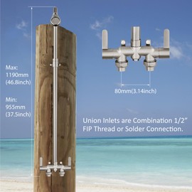 Aolemi Outdoor Shower Fixtures Outdoor Shower Kit Faucet System 3 Inch Center with Brass Showerhead 2 Handle Exposed Shower with Brass Mix Valve with Adjustable Bar Pipe Downward Brushed Nickel