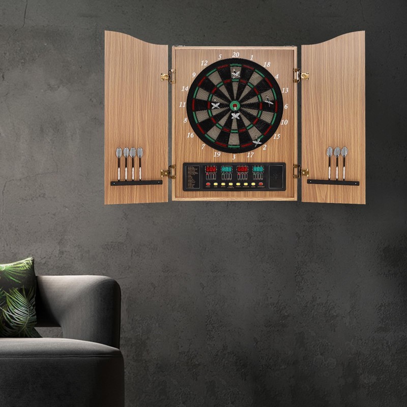 RocoReny Electronic Dartboard Cabinet Set, Soft Tip Dartboard Set 27