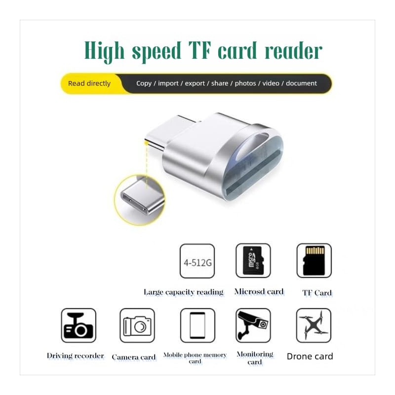 USB C Card Reader Portable Adapter,Type-C Micro SD Card Reader