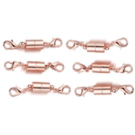 MAHAVIMOKSA 10pcs Magnetic Connector Clasp Closures Lobster Clasp for DIY Craft Jewelry Bracelet Necklace (6mm, Rose Gold)
