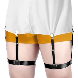 Ausein Sujetador de Camisas para Hombre, 1 Par Tirantes de Pierna para Camisa Con Antideslizante Abrazaderas de Bloqueo, Sujetadores para Camisa Ajustables Elásticos, Shirt Stays para diario y trabajo