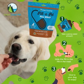 Green Coast Pet Pill-a-Pet Pill Wrap for Dogs Peanut Butter Flavor | Made in USA | Probiotics | 60 Wraps