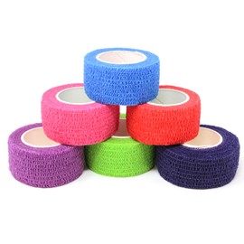 Ever Ready First Aid Self Adherent Cohesive Wrap Bandages 1” x 5 Yards for First Aid, Sprains, Swelling, Sports, Pets, Rainbow Colors – 6 Count