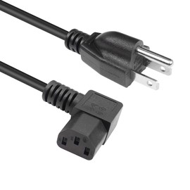 RIIEYOCA Left Angle Computer Power Coiled Cord,90 Degree 18AWG NEMA 5-15P to IEC 320 C13 TV Power Spring Cable for Monitor, PC, Desktop, Printer, Scanner(L)
