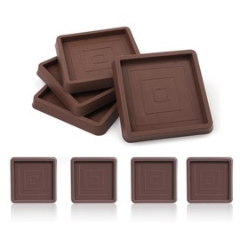 Furniture Cups, 8 Pcs Square Furniture Coasters 2.5 Inch Sofa Feet Protectors for Wooden Floors Rubber Castor Cups Non Slipcarpet Protector Cups