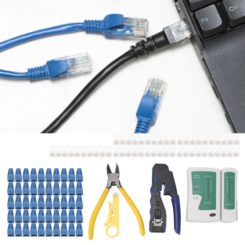 Network Cable Tester RJ45 Crimper Crimping Tool Kit Wire Stripper