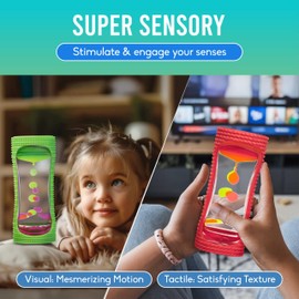 BUNMO Liquid Motion Bubbler Large Sensory Toy for Kids & Adults 4 Pack – Gentle Fidget Toy – Stimulating Visual Sensory Experience – Colorful Bubble Fidget Timer for Desk & Travel