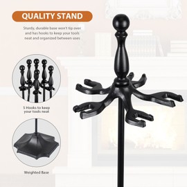 Segawe 5 PCS Fireplace Tools Set Iron Accessories Fire Poker, Brush, Shovel, Tong Home