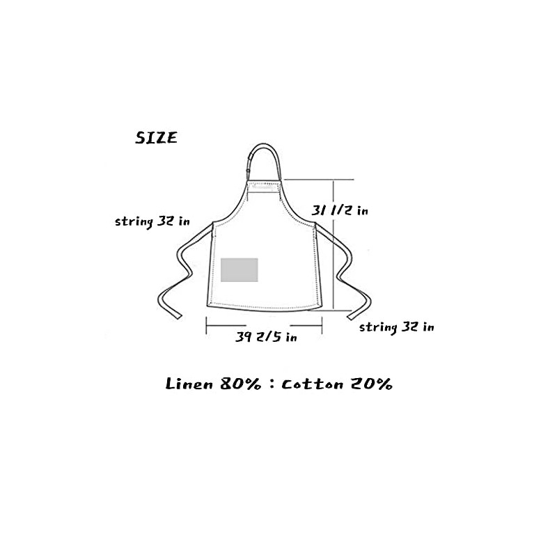 UHEIM Premium Ultra lightweight(0.4 lbs) Pure Linen Bib Apron Adjust