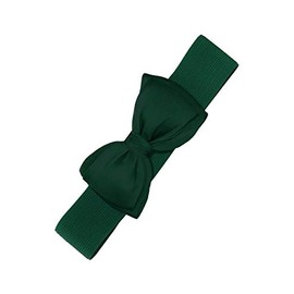 Banned Retro Rockabilly Elastic Wide Strap - Dark Green (Small), dark green