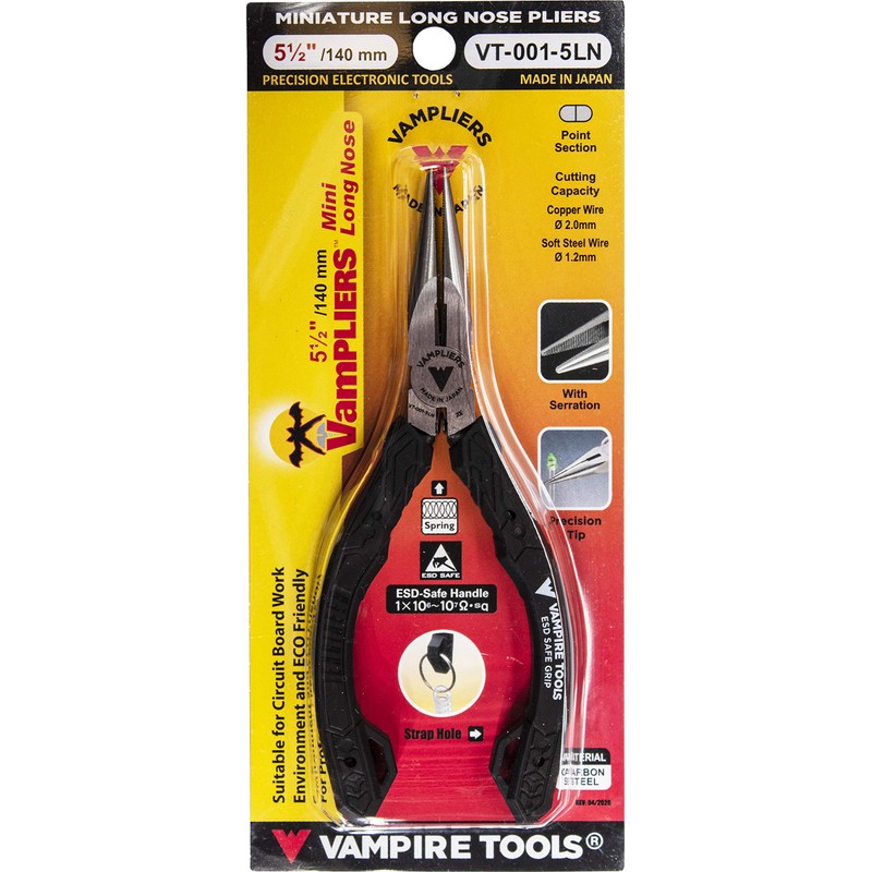VAMPLIERS 5.5" Mini Precision Long Nose Pliers. Made in Japan.