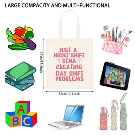 TSOTMO Night Shift STNA Gift State Tested Nursing Assistant Appreciation Gift Just A Night Shift STNA Canvas Shopping Bag (SHIFE STNA tote)