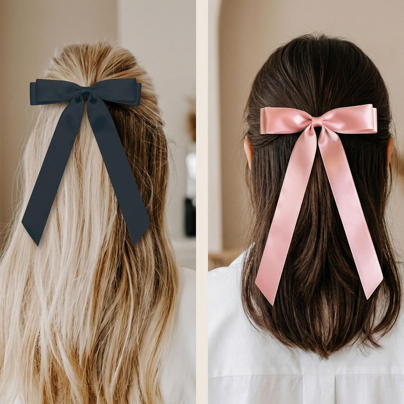 CHENLONB リボン ヘアクリップ 4本セット 蝶結び 髪飾り かわいい おしゃれ 結婚式 入学式