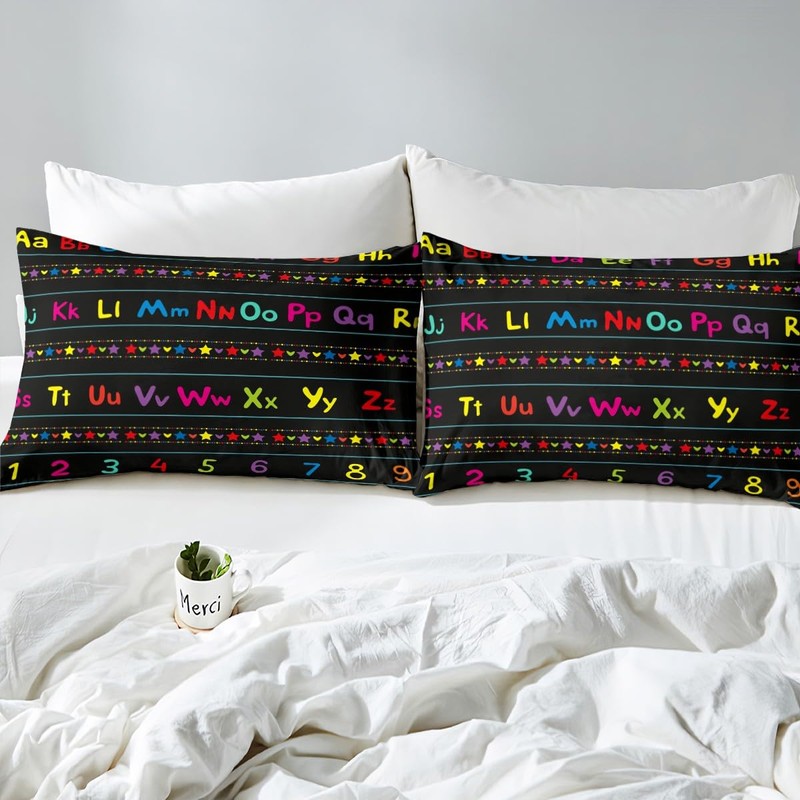 ABC Alphabet Bed Sheet Set Twin, Alphabet Numbers Fitted Sheet