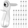 36 Pack Light Hanger Hooks, White Stainless Steel Screw in