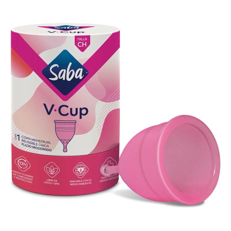 Copa mentrual Saba V-cup flujo moderado talla ch 1 pieza