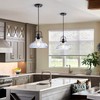 Zlepmlla Glass Pendant Light，Black Pendant Light Fixtures with Seeded Glass