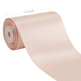 HUIHUANG Rose Gold Ribbon 4 inch Wide Satin Ribbon Solid Color Double-Faced Satin Ribbon Thick Ribbon for Chair Sash Wedding Decor Large Bows Making Flower Bouquet Sewing Crafts -10 Yards/Roll