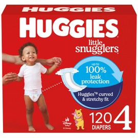 Huggies Size 4 Diapers, Little Snugglers Baby Diapers, Size 4 (22-37 lbs), 120 Count, Packaging May Vary