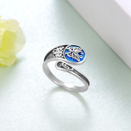 Yorionke Butterfly Scoop Ring 925 Sterling Silver Vintage Open Thumb Ring Victorian Style Jewelry Woman Girl Birthday Gift, Sterling Silver, Opal