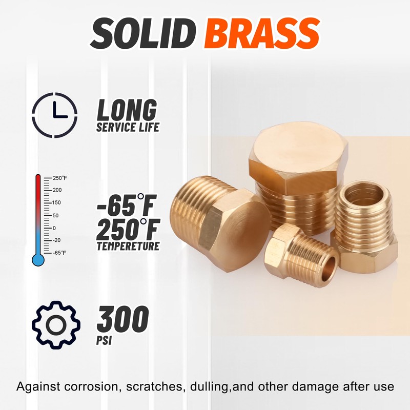 Ailbiuko 24 PCS Brass Hex Pipe Plug Fittings Kits 1/8"
