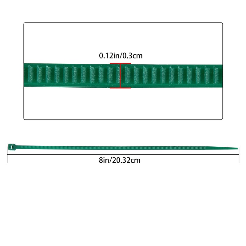 ZZRanYe 8 inch 3mm Dark Green Nylon Garden Cable Zip