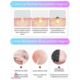 3pz Mascarilla Parches Nariz Poros Puntos Negros Espinillas Tipo Piel Todo