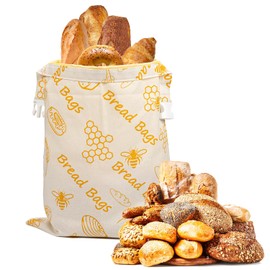 Beeswax Bread Bag 17×13 Inch Strap Reusable Washable Sourdough Storage Bag