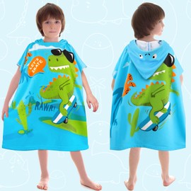 BTNEEU Bath Poncho Children's Bath Towels with Hood Poncho Towels Microfibre Beach Towels Shower Towels Ultra Absorbent Bathrobe Cartoon Swimming Towel Surf Poncho for Boys Girls 6-12 Years